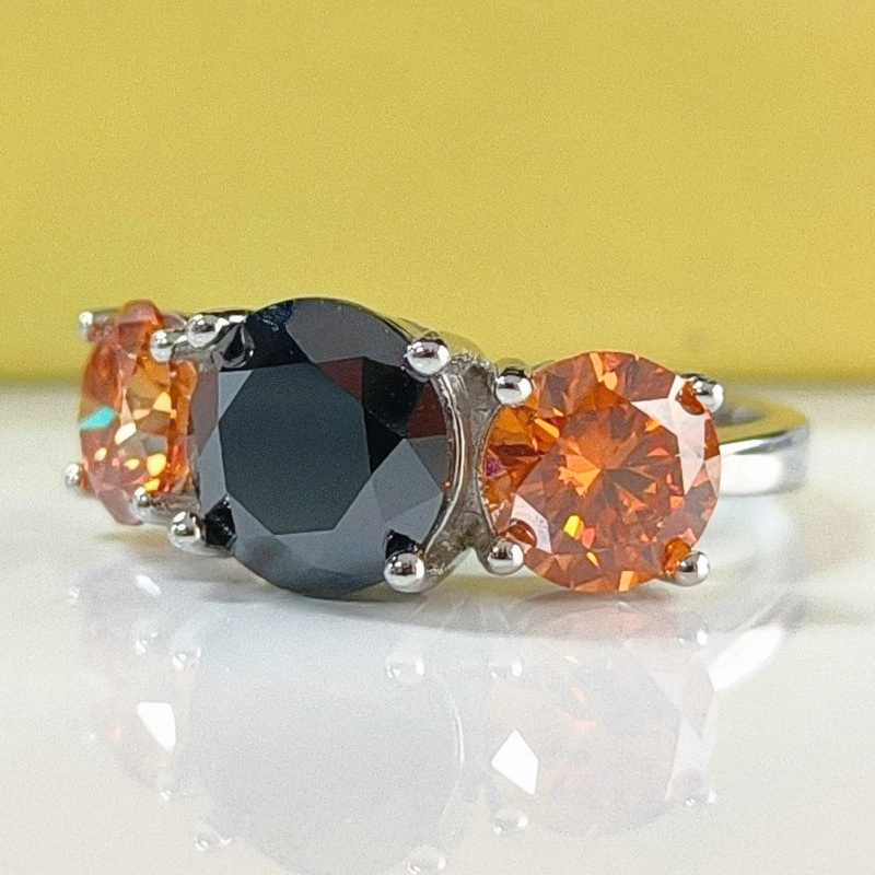 Tri Color Mixed Fashion Moissanite Ring in 925 Silver